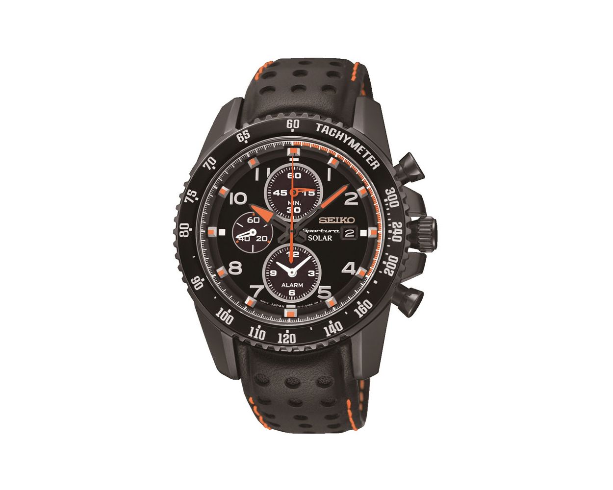 Seiko Sportura Solar Chrono Gents Leather Watch SSC273P9