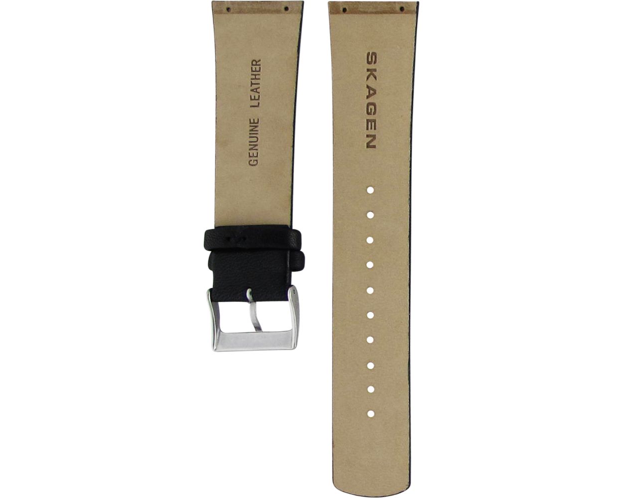 Skagen Screw fitting Leather Black Original Watch Strap SKW6104