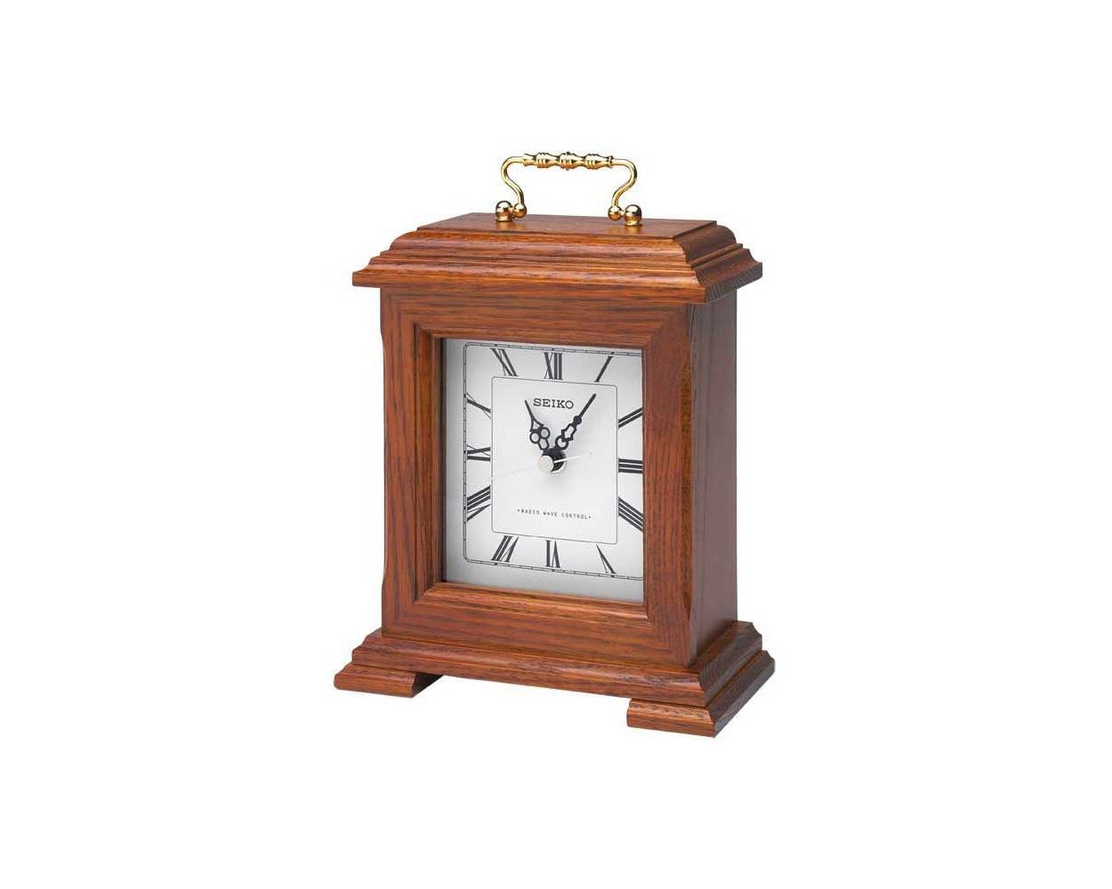 Seiko Radio Controlled Wooden Oak Mantel Clock QXR130B