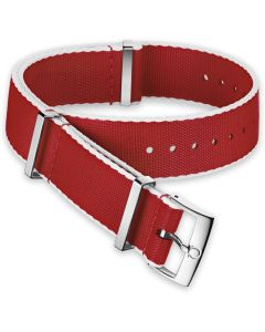 Omega Nato White-Bordered Synthetic Red Original Watch Strap 20mm 031CWZ010718