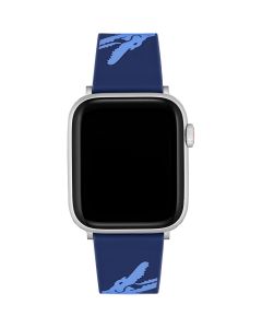Lacoste Crocodile Print 42/44mm Apple Compatible Silicone Blue Original Watch Strap 2050017