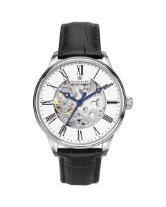 Accurist Skeleton Gents Leather Watch 7701