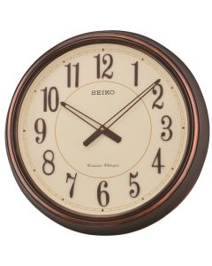 Seiko Wall Clock with Copper Coloured Case and Chimes QXD212B