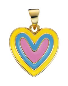 Sterling Silver GP Multi Coloured Heart Kids Pendant