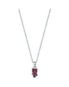 Sterling Silver Pink Teddy Bear Kids Necklace