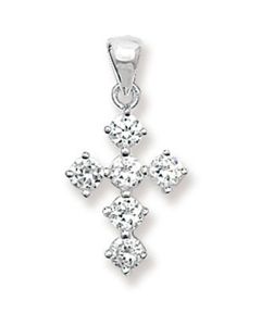 Sterling Silver Plain Medium Cross CZ Pendant